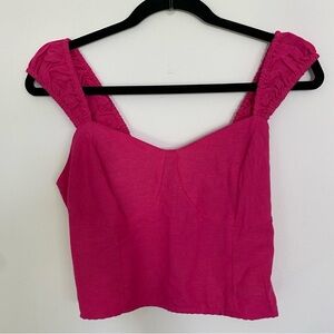 Japna Pink Corset Style Crop Top With Cap Sleeve